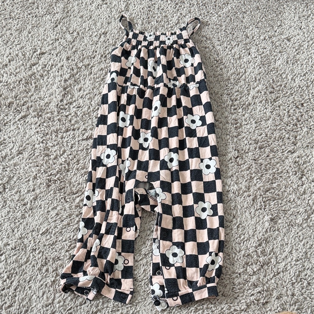 Dream Big Little Co. Retro Daisy Checks Bamboo Romper